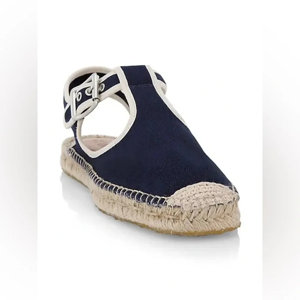 RE/DONE 70s T-Strap Canvas Espadrilles in Navy